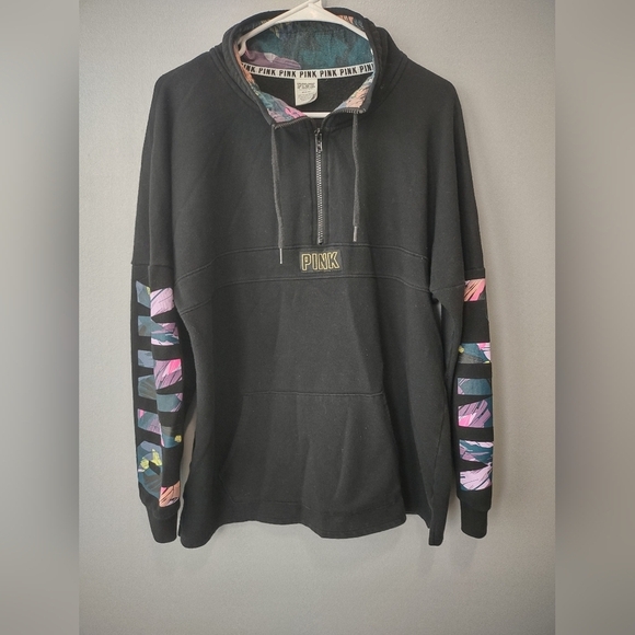 PINK Victoria's Secret Tops - Pink by Victoria Secret quarter zip long sleeve size M black pink blue